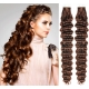 Kudrnaté vlasy pro metodu Pu Extension / Tape Hair / Tape IN 50cm - středně hnědé