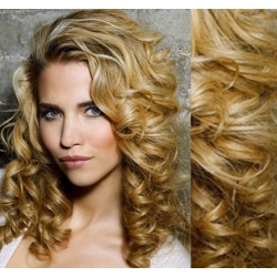 Clip in kudrnaté vlasy 100% lidské REMY 53cm - přírodní blond